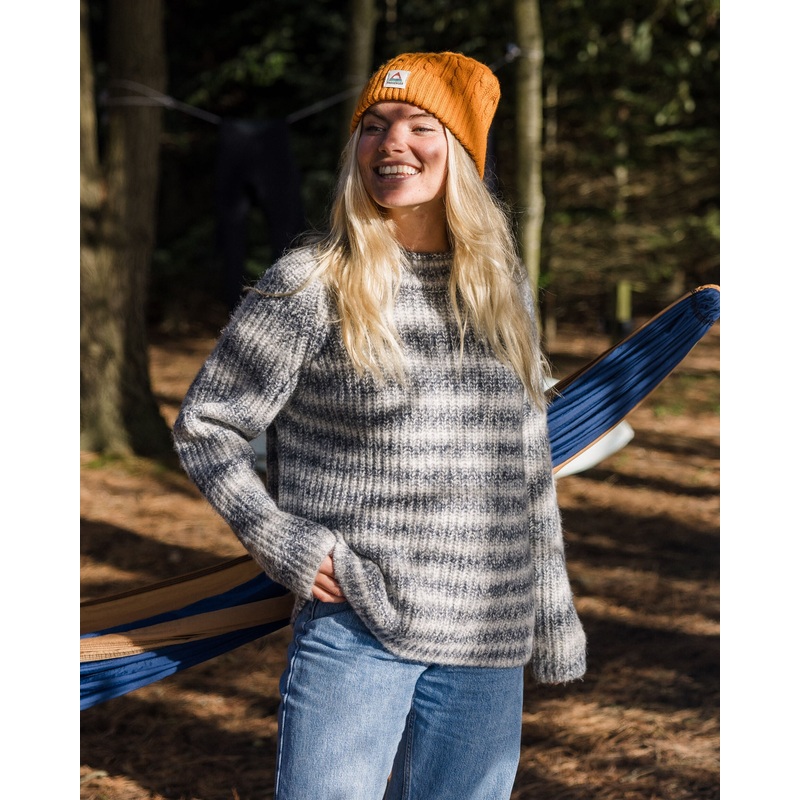 Mountainside Mock Neck Recycled Knitted Jumper – Multi Grey