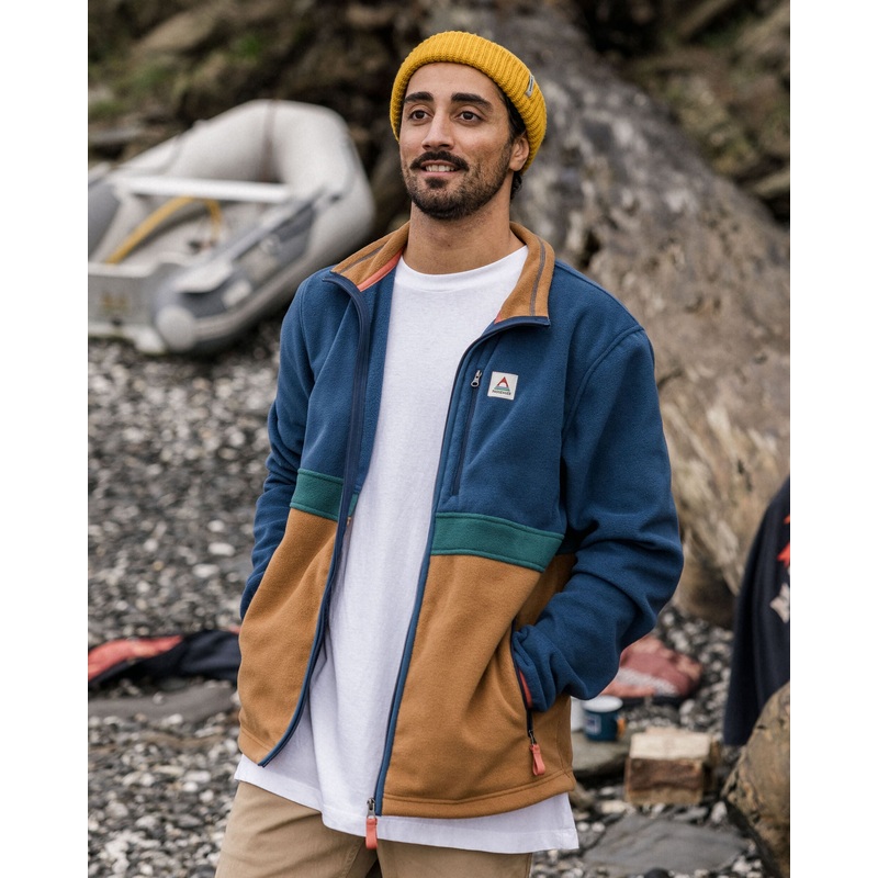 Ridge Full Zip Recycled Polar Fleece – Dark Denim/Toffee