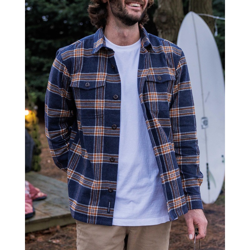 Rustic Organic Cotton Heavyweight Overshirt – Rich Navy Check