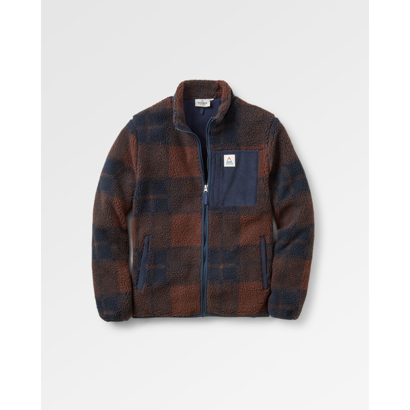 Trekker Recycled Deep-Pile Sherpa Fleece – Chestnut/Deep Navy Check