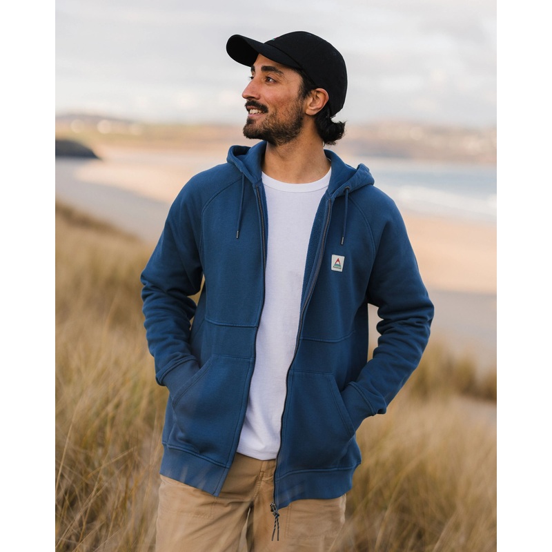 Heritage Full Zip Recycled Cotton Hoodie – Dark Denim
