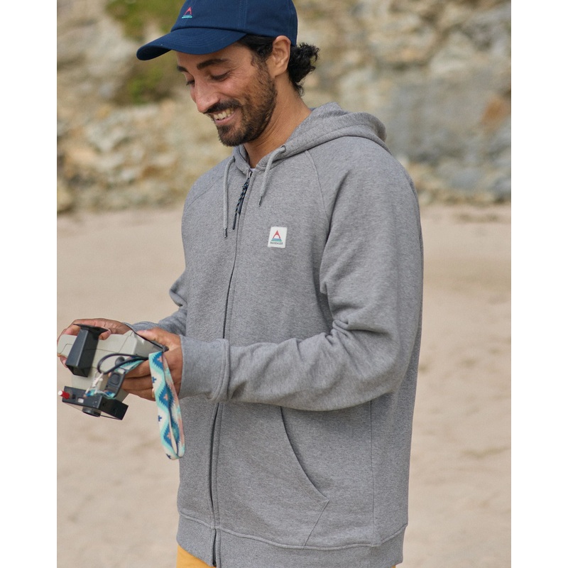 Heritage Full Zip Recycled Cotton Hoodie – Dark Grey Marl