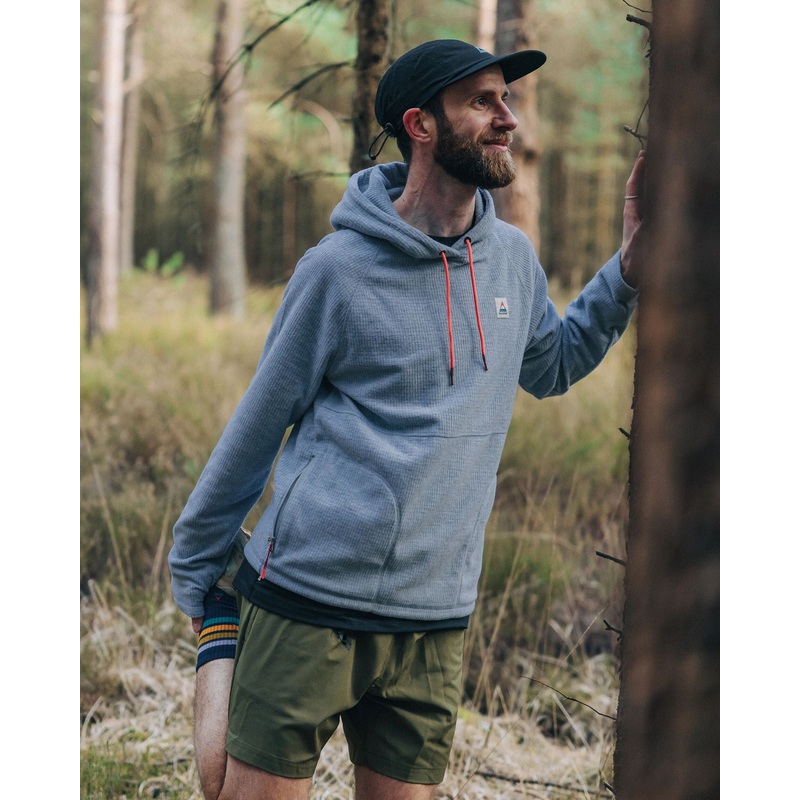 Point Recycled Grid Polar Fleece Hoodie – Grey Marl