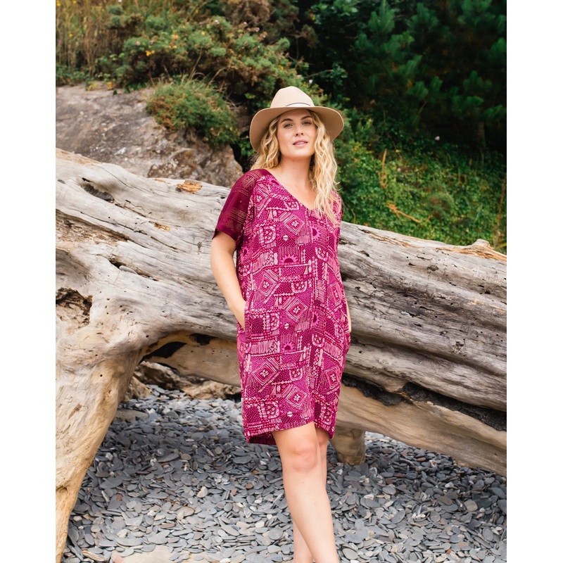 Ambrose Oversized Dress – Vintage Patchwork Wine