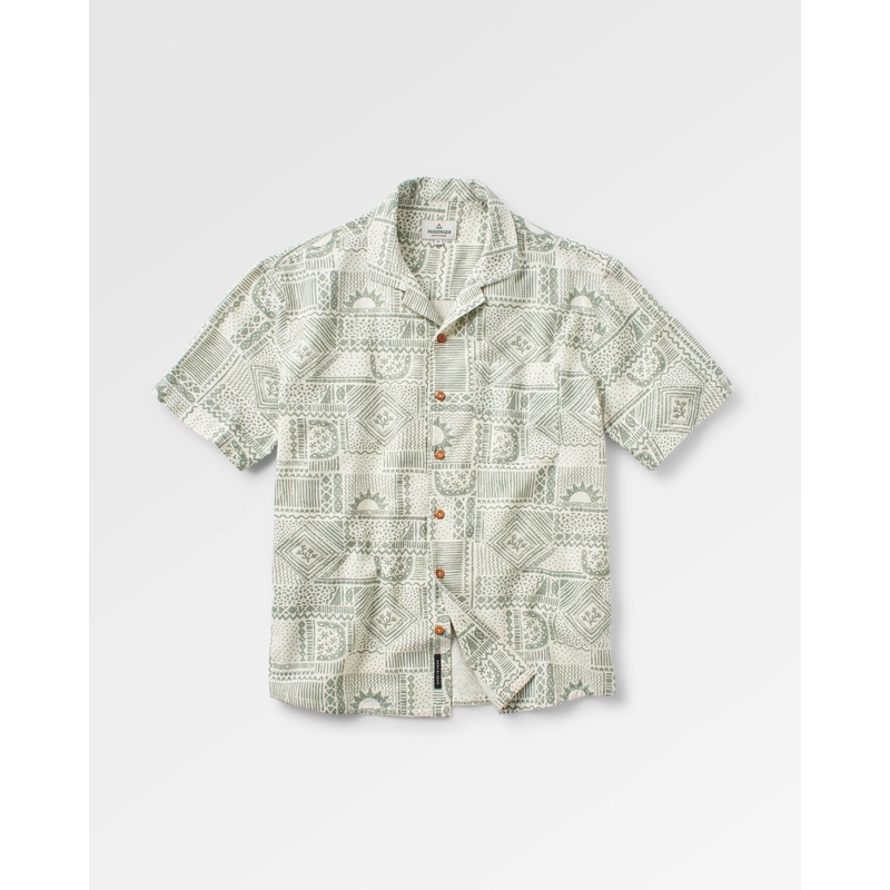 Cove Organic Cotton Short Sleeve Shirt – Vintage Patchwork Pistachio