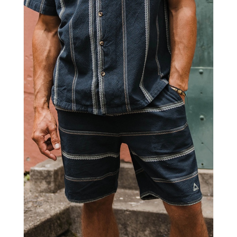 Drifter Organic Cotton Jacquard Short – Deep Navy Jacquard Stripe