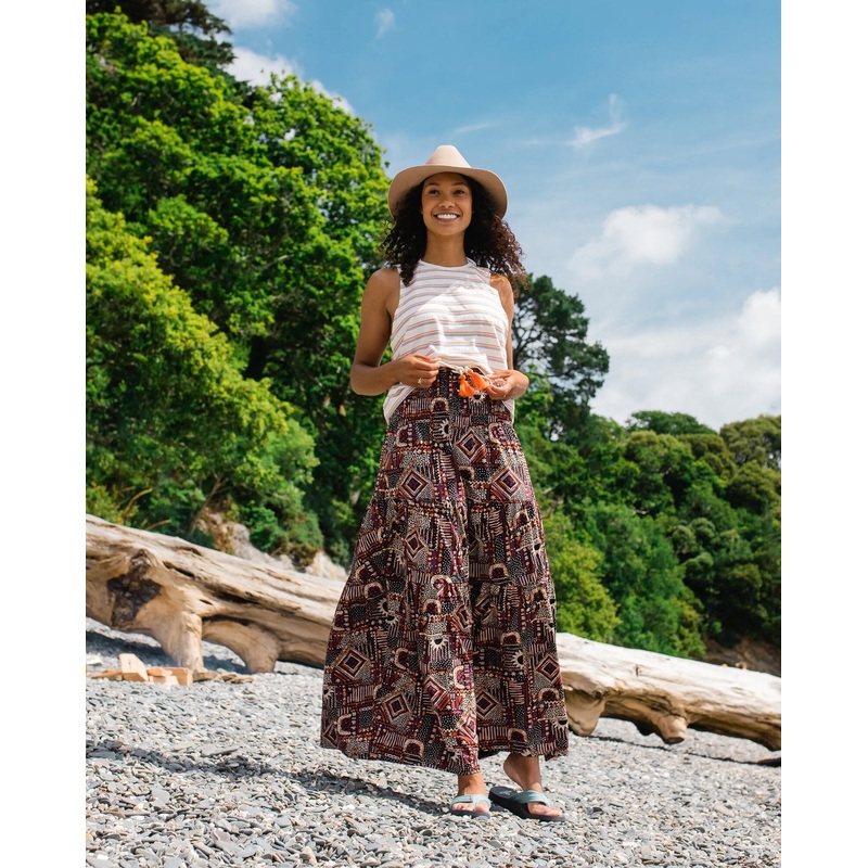 Fareway Recycled Cotton Maxi Skirt – Vintage Patchwork Black/Multi