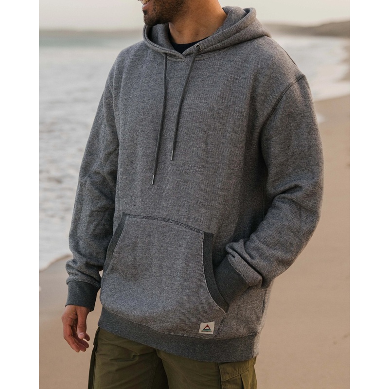 Heritage Textured Relaxed Fit Hoodie – Charcoal