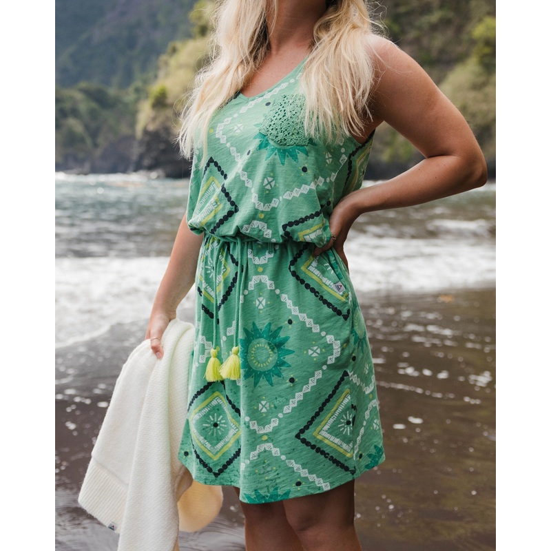 Rivergate Recycled Cotton Dress – Sunburst Green Spruce