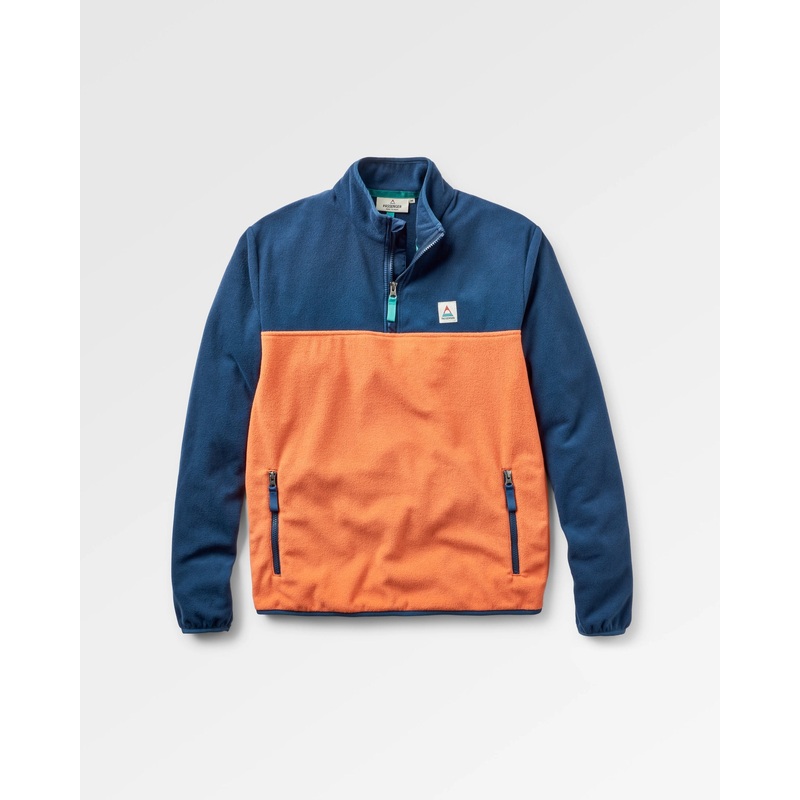 Set Off Recycled Polar 1/4 Zip Fleece – Rich Navy/ Burnt Orange