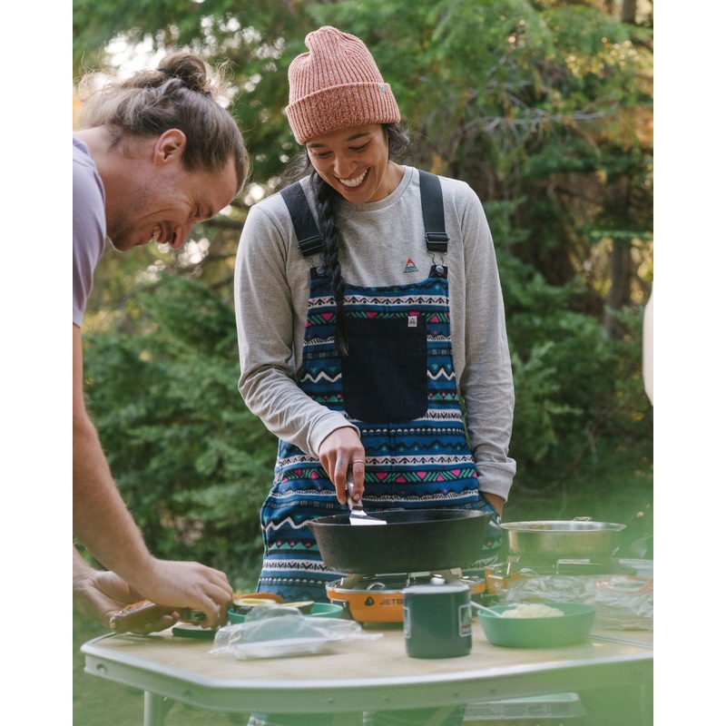 Ace Recycled Polar Fleece Dungarees – Mountain Geo Tidal Blue