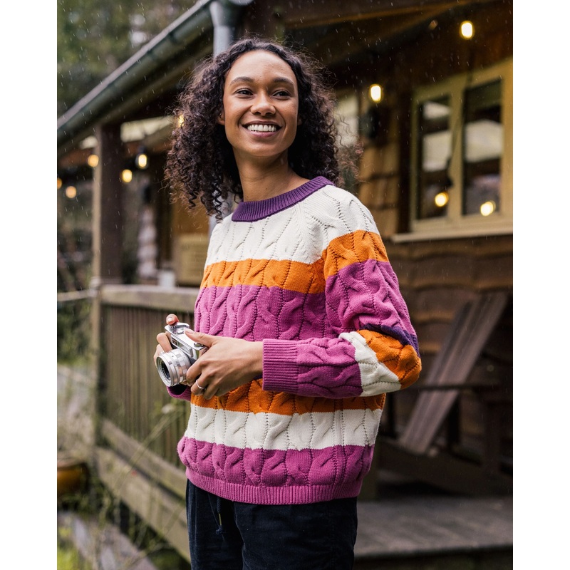 Comfort Organic Cotton Knitted Jumper – Rhubarb Multi Stripe