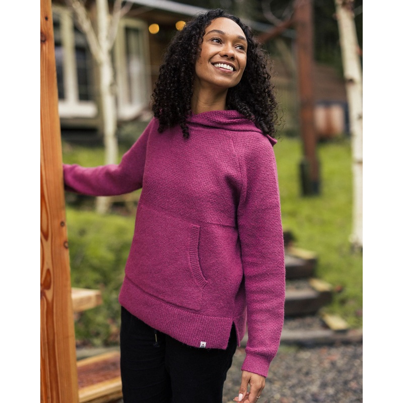 Cove Recycled Knitted Hoodie – Rhubarb