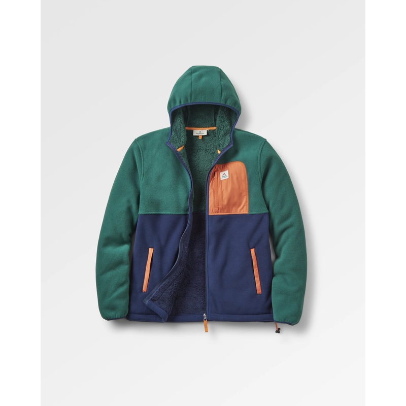 Loch Hooded Recycled Polar Fleece – Rain Forest/Rich Navy