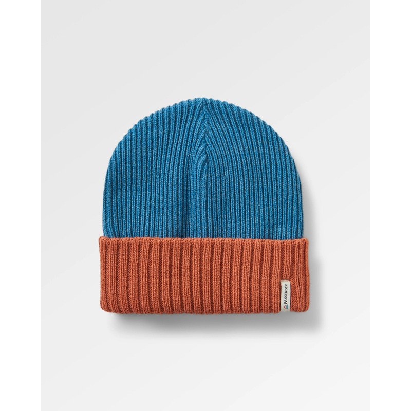 Outlook Recycled Beanie – Baked Clay/Blue Steel