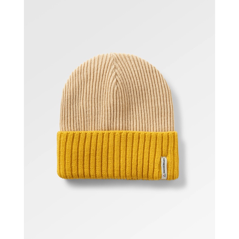 Outlook Recycled Beanie – Mustard Yellow/Steel Grey
