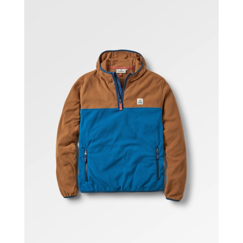 Set Off Recycled Polar Hooded Fleece – Toffee/Blue Steel