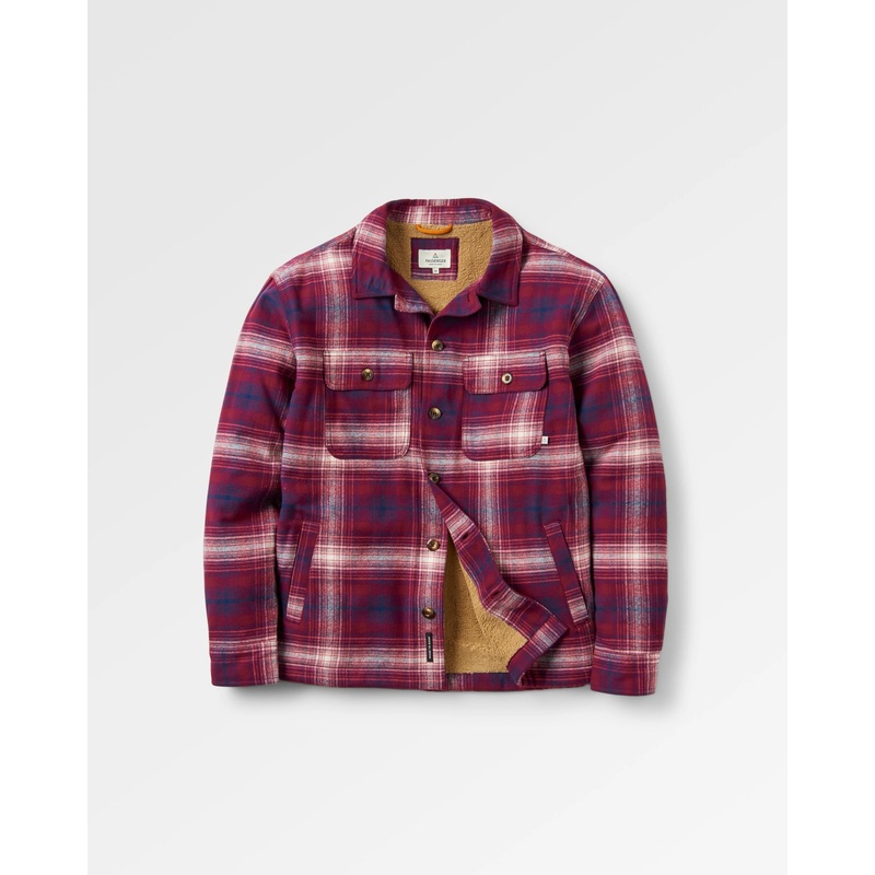 Freestyle Sherpa-Lined Overshirt – Wine/Rich Navy Check