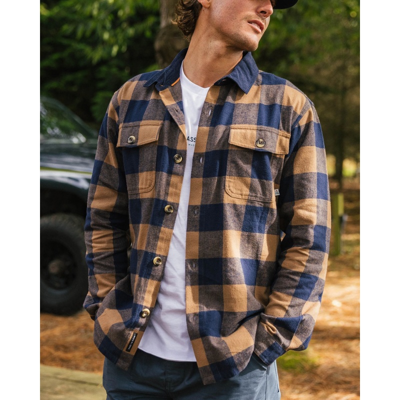 Rustic Organic Cotton Shirt – Toffee/Rich Navy Buffalo