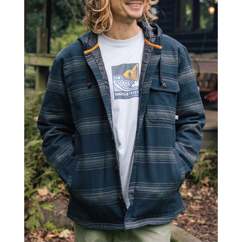 Sherwood Check Hooded Overshirt – Black Stripe