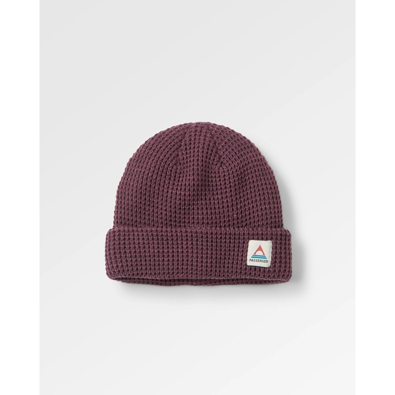 Moss Recycled Double Layer Waffle Beanie – Deep Plum