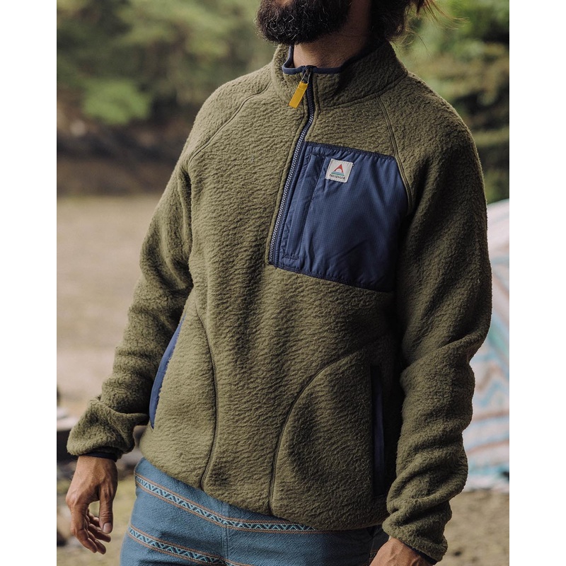 Offgrid 1/4 Zip Recycled Sherpa Fleece – Khaki