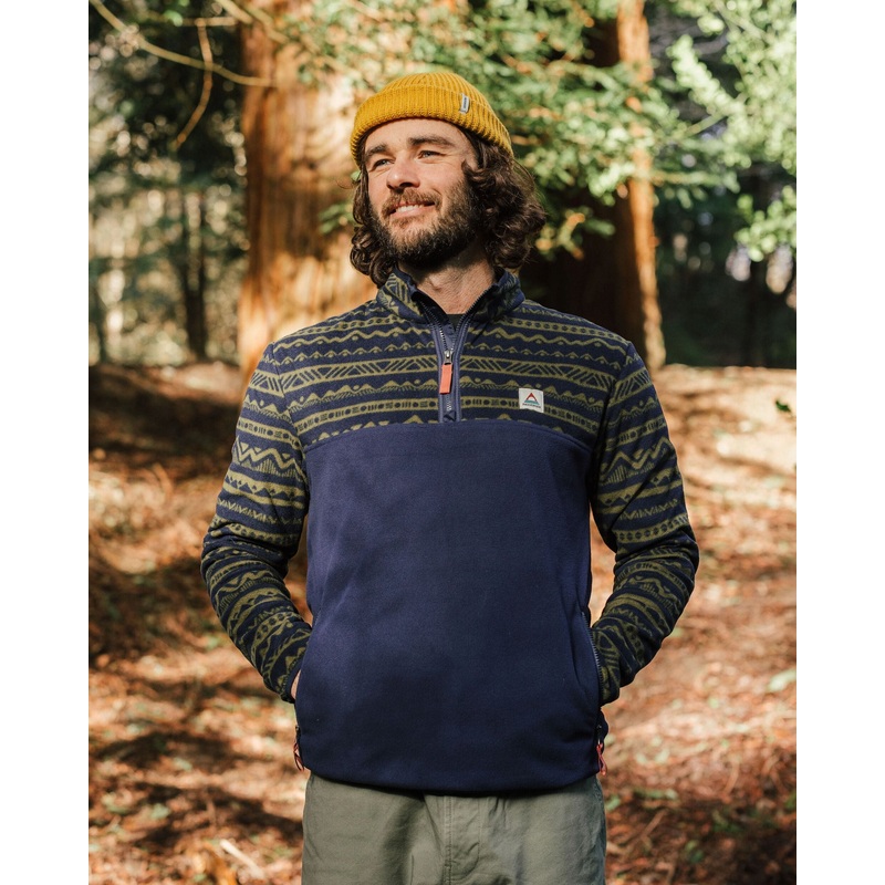 Set Off Recycled Polar Fleece – Mountain Geo Khaki/Rich Navy
