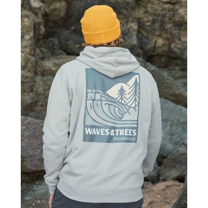 Waves & Trees Organic Cotton Hoodie – Steel Grey