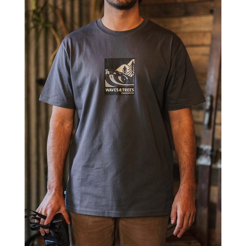 Waves & Trees Organic Cotton T-Shirt – Charcoal
