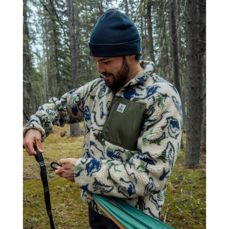 Offroad Recycled Sherpa 1/2 Zip Fleece – Abstract Strata Green