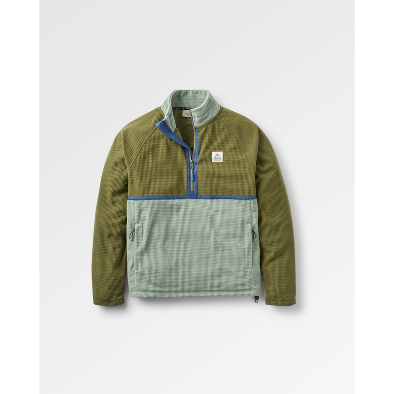 Overlook Recycled Grid Polar Fleece – Khaki/Pistachio