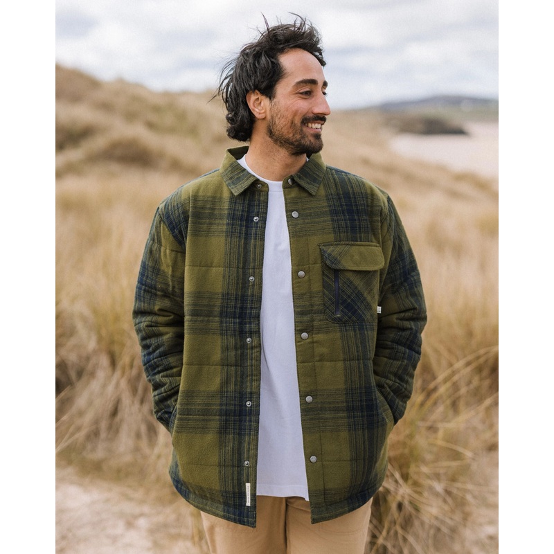 Taranaki Quilted Overshirt – Navy/Khaki Check