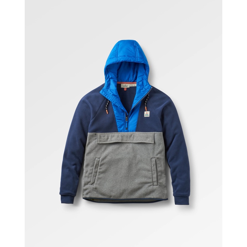 Woodland Hooded 1/2 Zip Recycled Polar Fleece – Rich Navy/Grey Marl