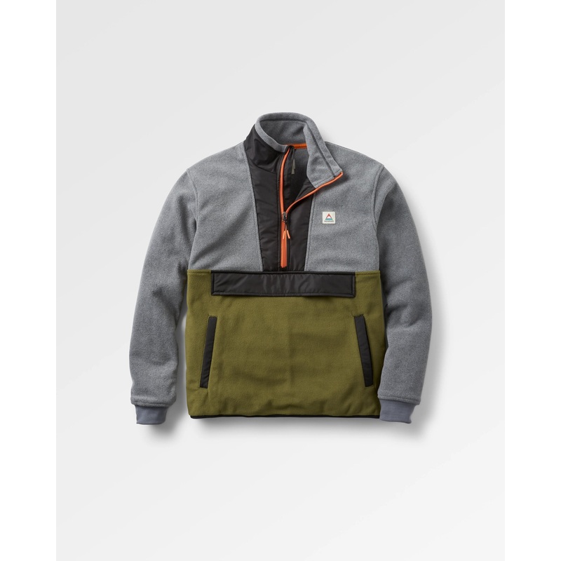 Woodland Hoodless Recycled Polar Fleece – Grey Marl/Khaki