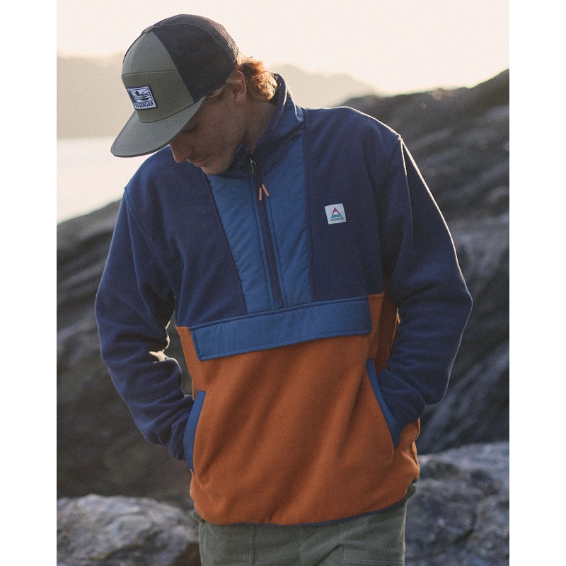 Woodland Hoodless Recycled Polar Fleece – Rich Navy/Sunset Orange