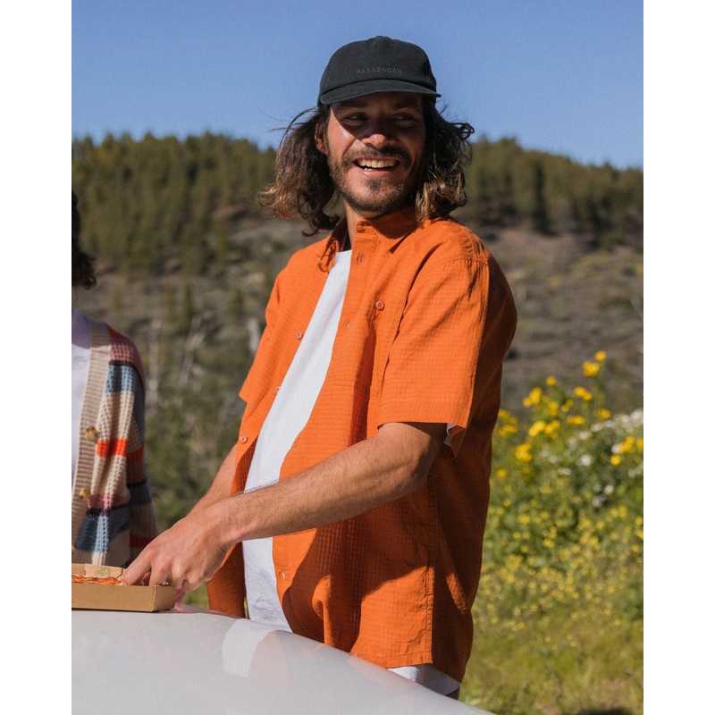 Chill Textured Short Sleeve Shirt – Sunset Orange