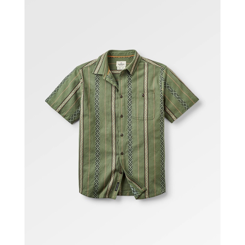 Chill Textured Short Sleeve Shirt – Wild Green Stripe