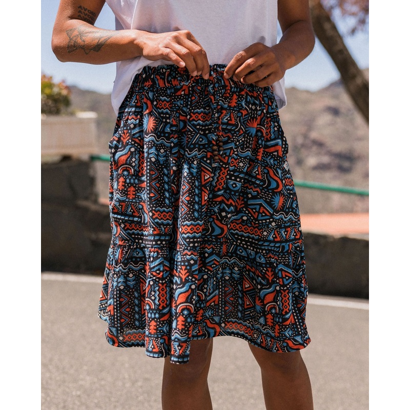 Dew EcoVero Woven Skirt – Elemental Geo Black