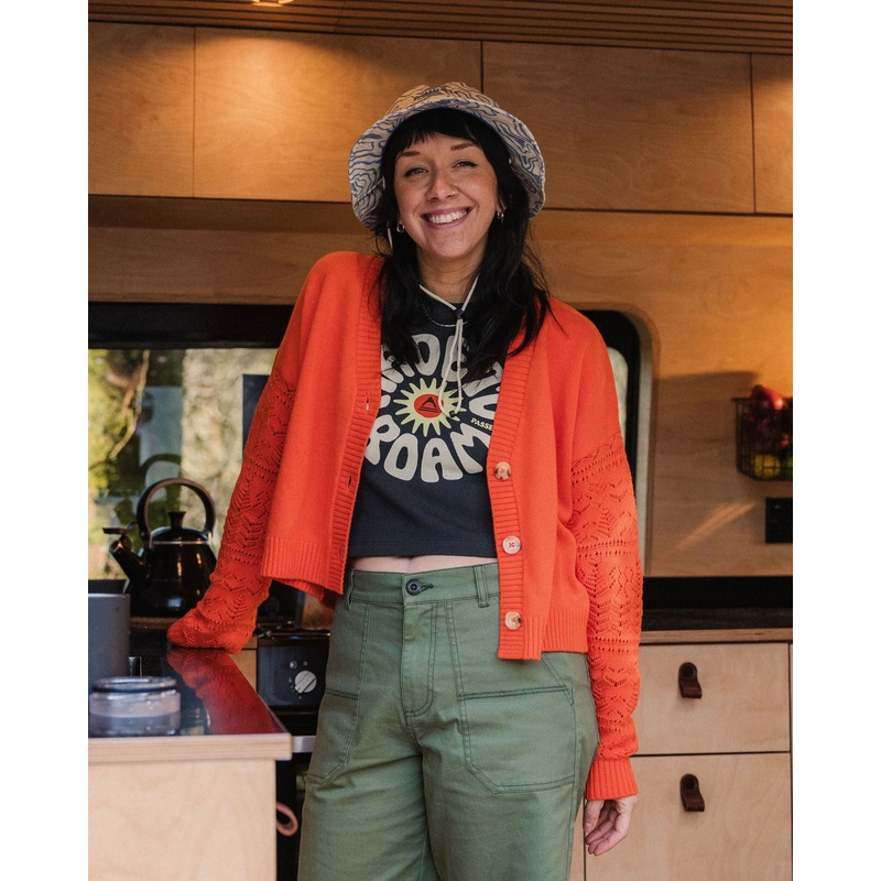 Grace Open Knit Cardigan – Ember Orange