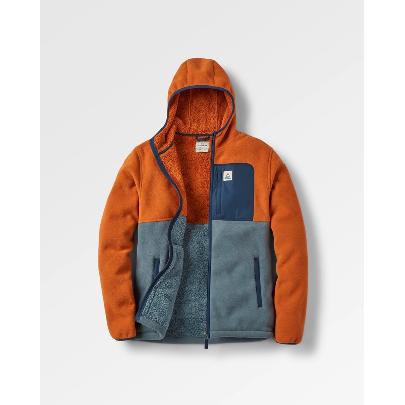Loch Hooded Recycled Polar Fleece – Sunset Orange/Storm Grey