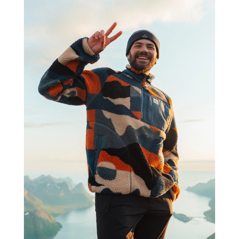 Offroad Recycled Sherpa 1/2 Zip Fleece – Vista Patchwork Dark Denim