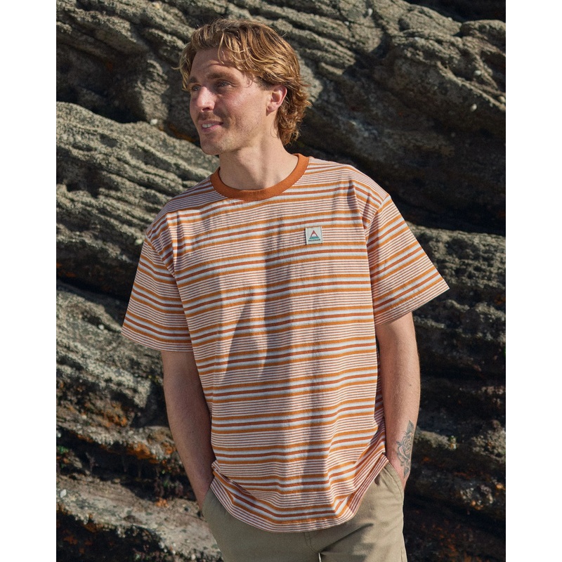 Retro Relaxed Fit T-Shirt – Sunrise Orange Stripe