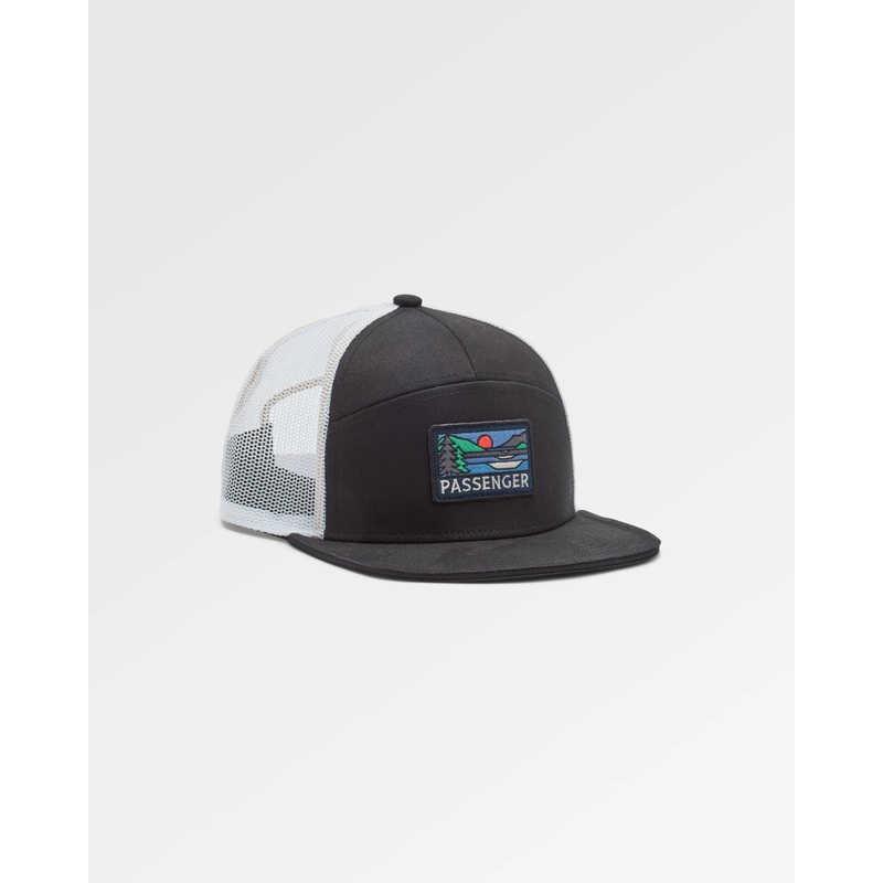 Roamer 7 Panel Organic Cotton Trucker Cap – Phantom Black