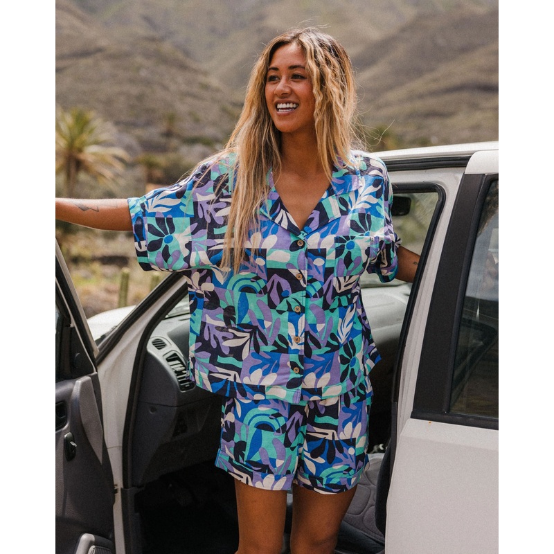 Arden Linen Short Sleeve Shirt – Mountain Foliage Purple