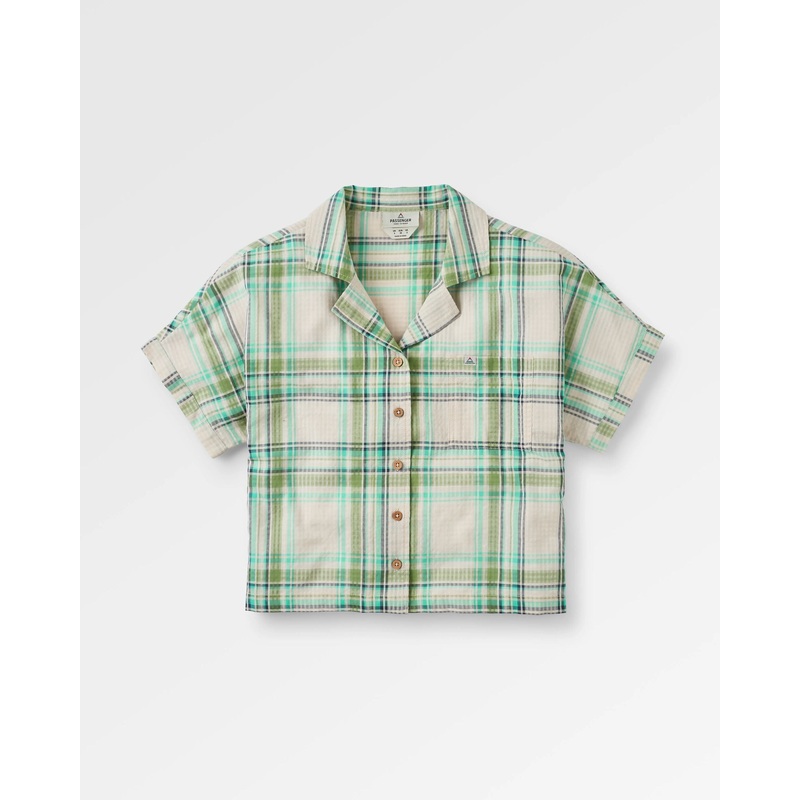 Arden Organic Cotton Short Sleeve Shirt – Vintage White/Stem Green Check