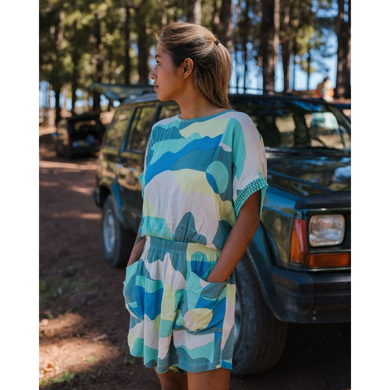 Clarity Short Skort Dress – Vista Patchwork Aqua