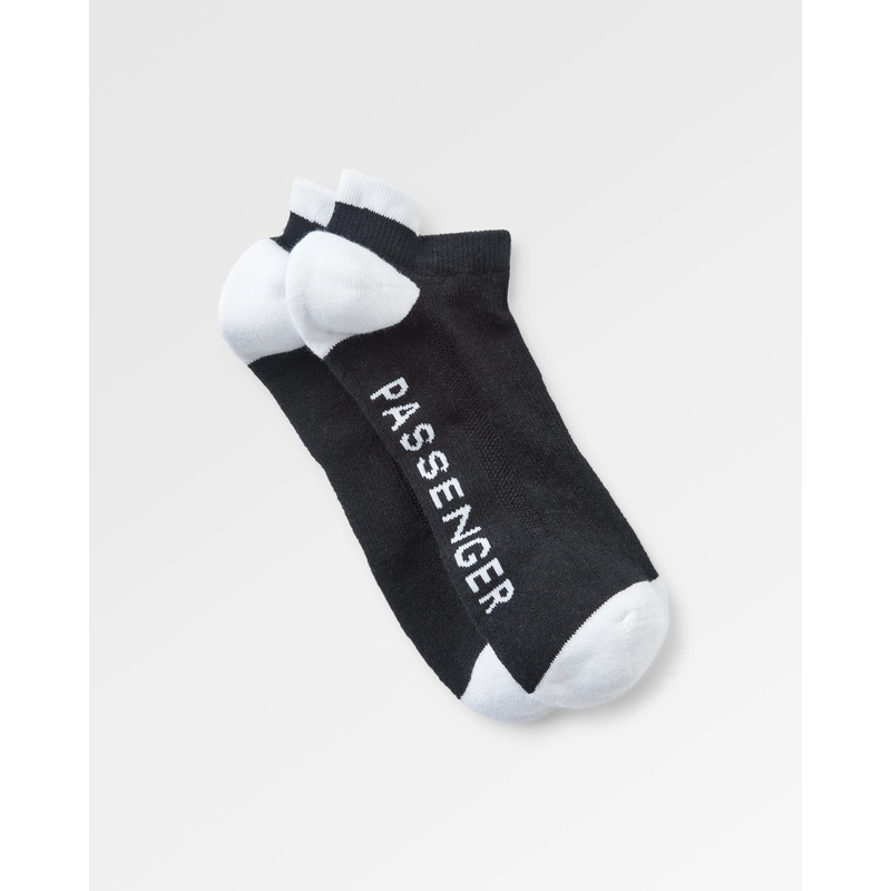 Organic Trainer Socks – Black|UK 3-7|UK 8-12
