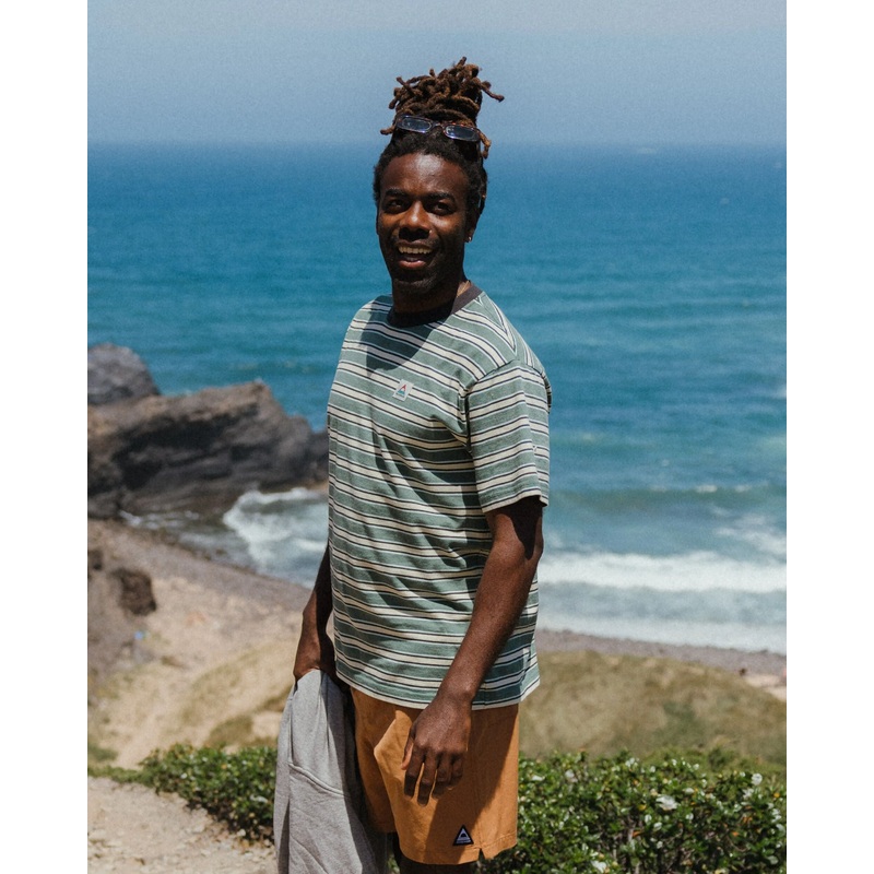 Retro Relaxed Fit T-Shirt – Deep Ocean Multi Stripe