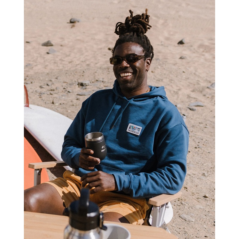 Roamer Patch Relaxed Fit Hoodie – Dark Denim