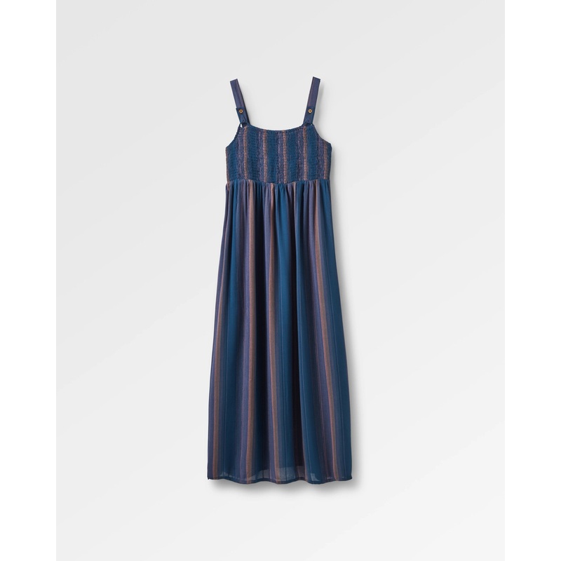 Soleis Woven Maxi Dress – Dark Denim Multi Stripe
